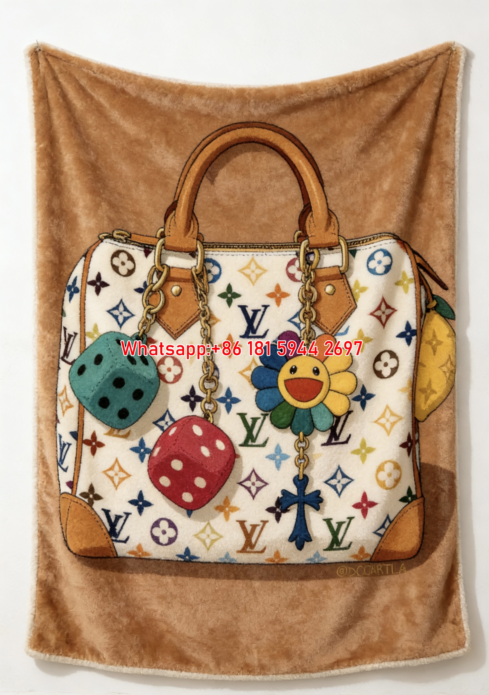 Colorful LV Monogram Bag Blanket Playful LV Speedy Throw 136